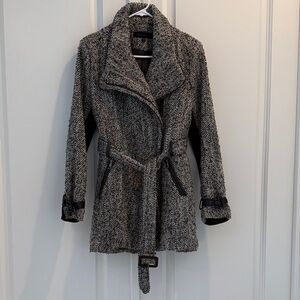 Women’s Textured Belted Coat - Gray